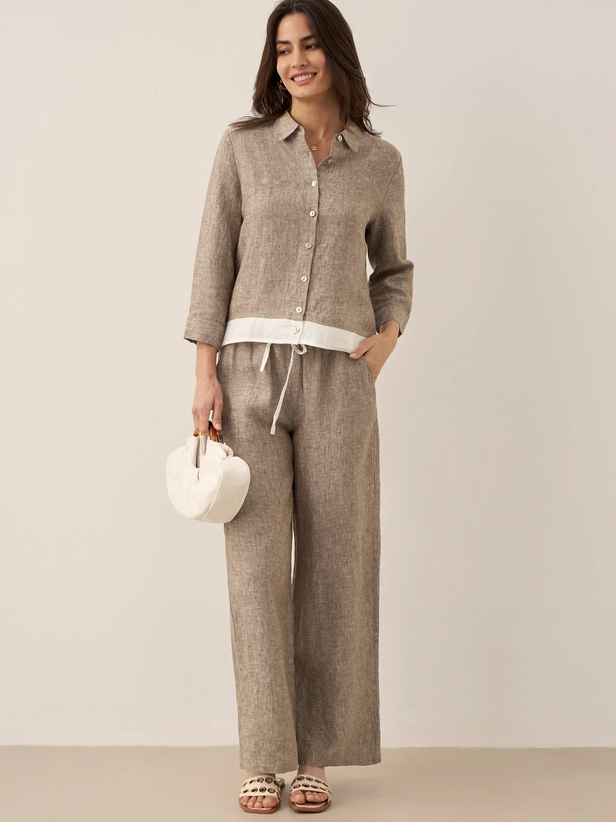 Fashionista Heaven Linen Straight-Leg Trousers — Vita