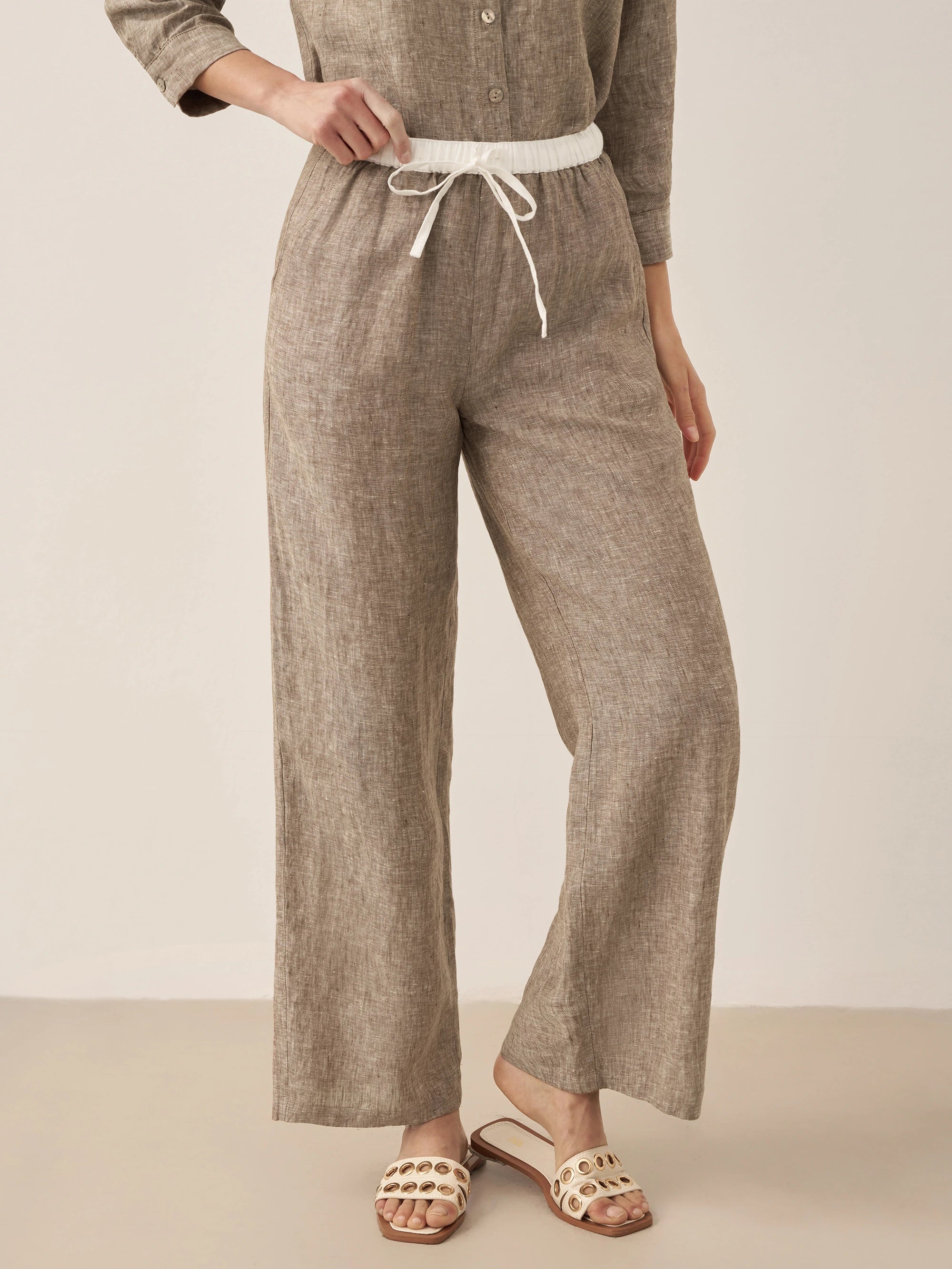 Fashionista Heaven Linen Straight-Leg Trousers — Vita