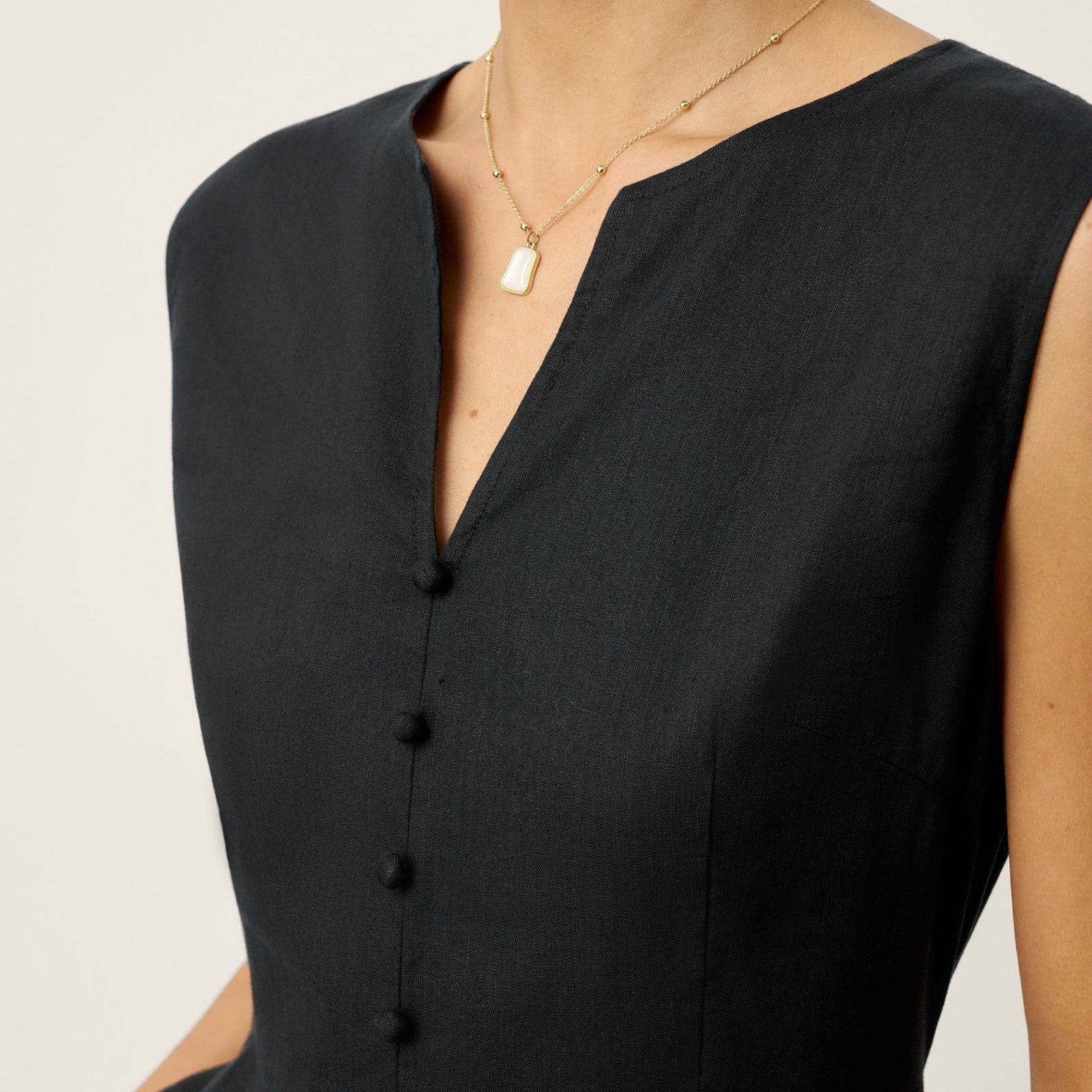 Linen-Lyocell V-Neck Dress — Willow