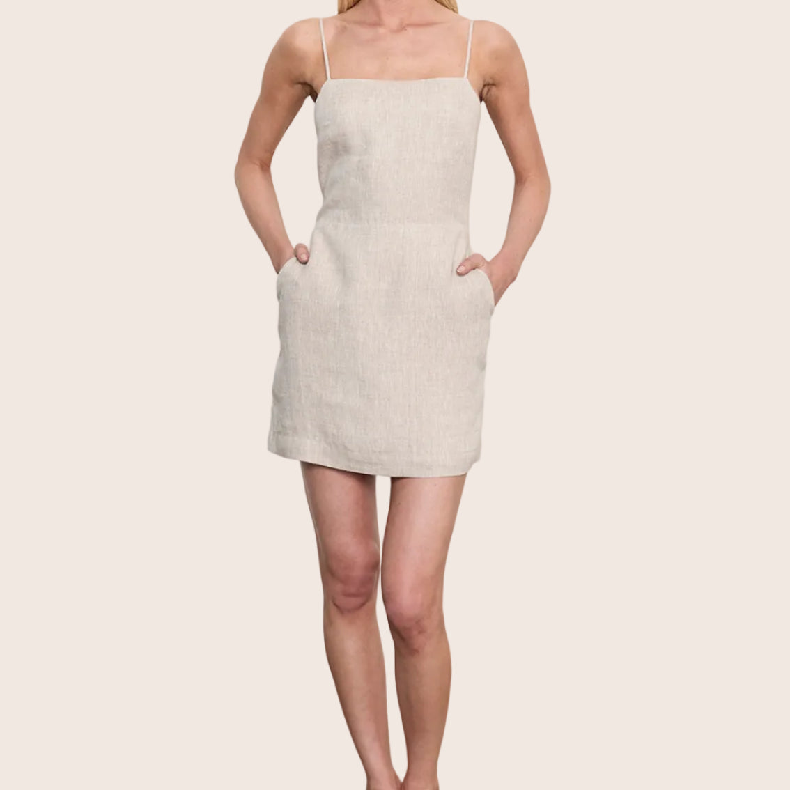 Linen Apron Mini Dress — Heather