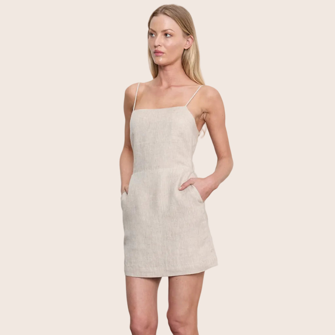 Linen Apron Mini Dress — Heather