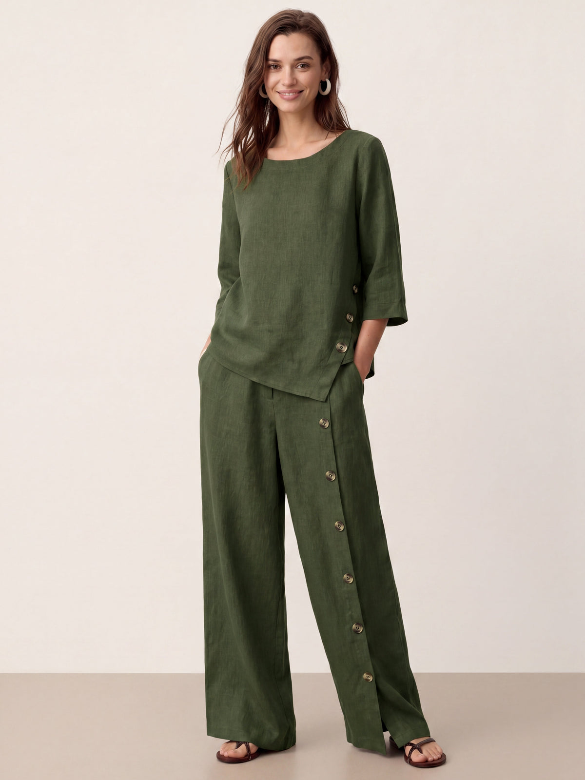 Fashionista Heaven Linen Slit-Hem Pants — Anaïs