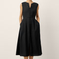 Linen-Lyocell V-Neck Dress — Willow