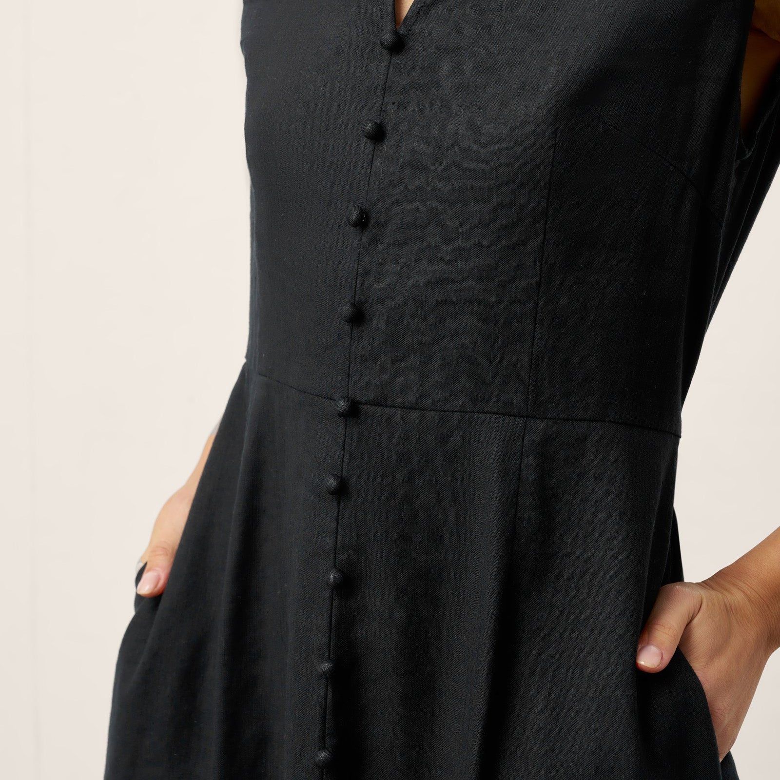 Linen-Lyocell V-Neck Dress — Willow