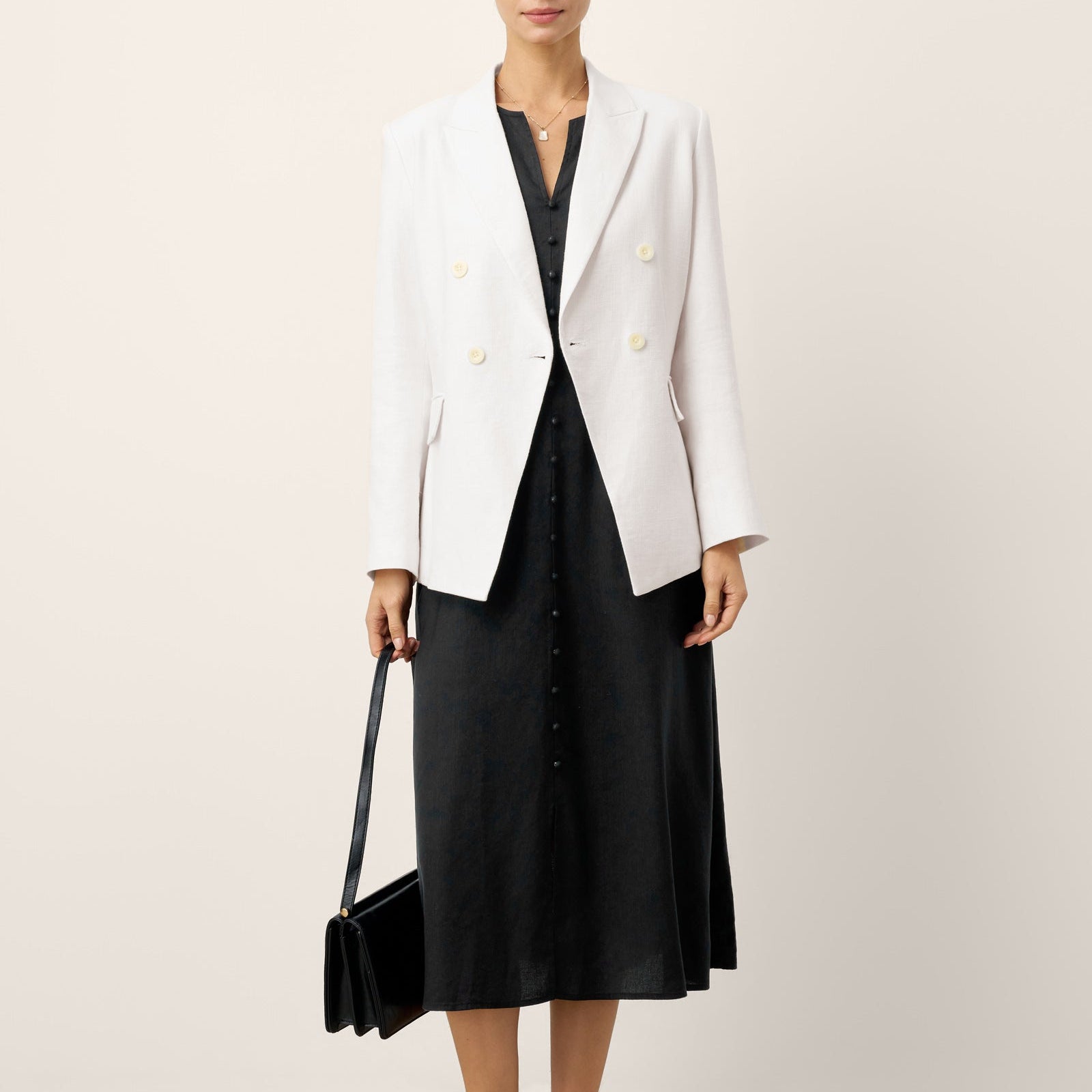 Linen-Lyocell V-Neck Dress — Willow