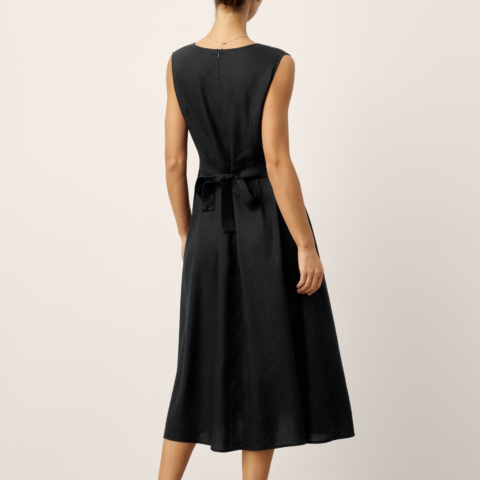 Linen-Lyocell V-Neck Dress — Willow