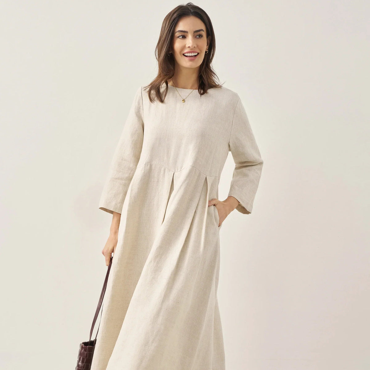 Linen Bateau Neck Dress — Abigail
