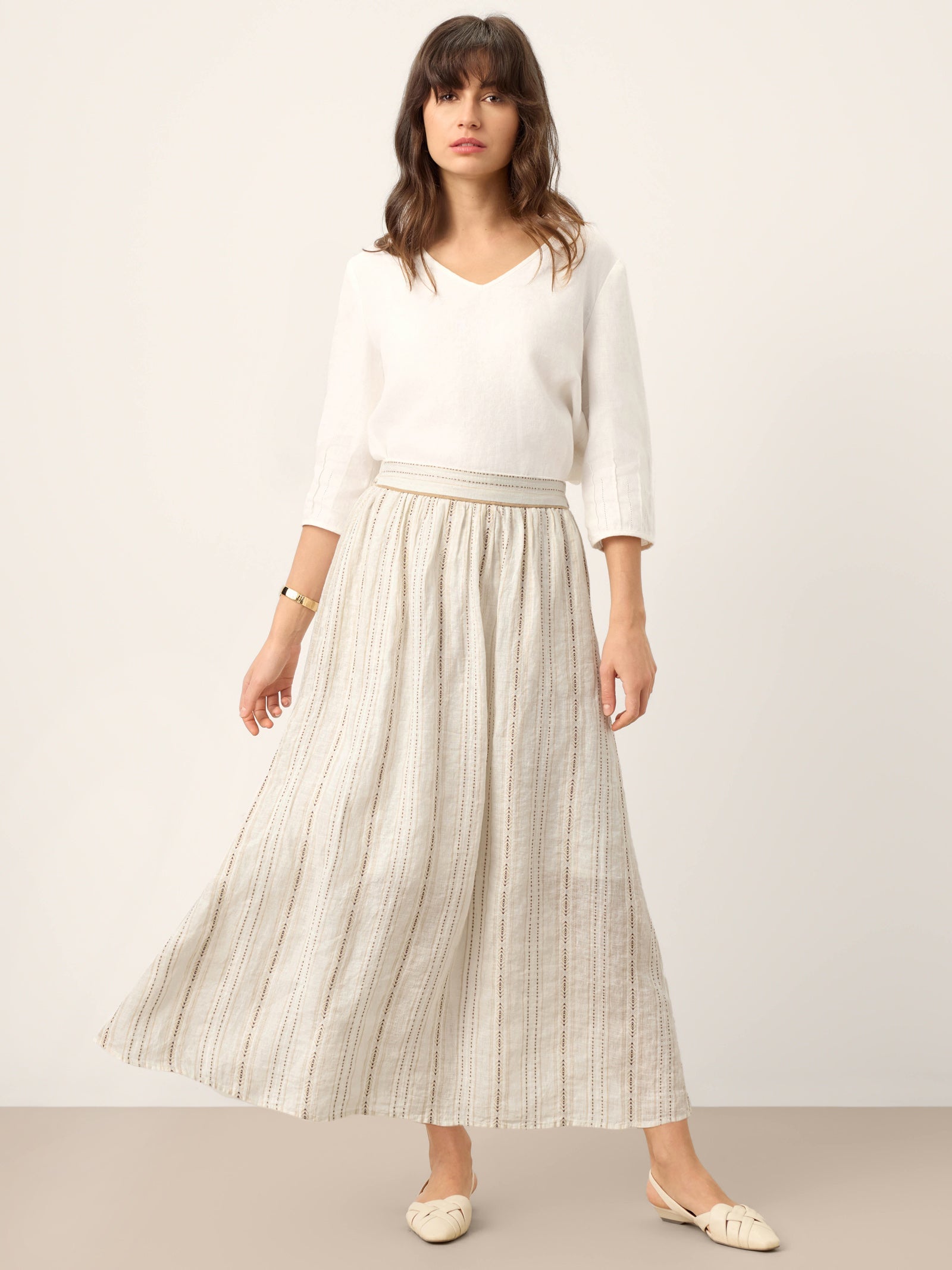 Fashionista Heaven Linen Striped A-Line Skirt — Leonie