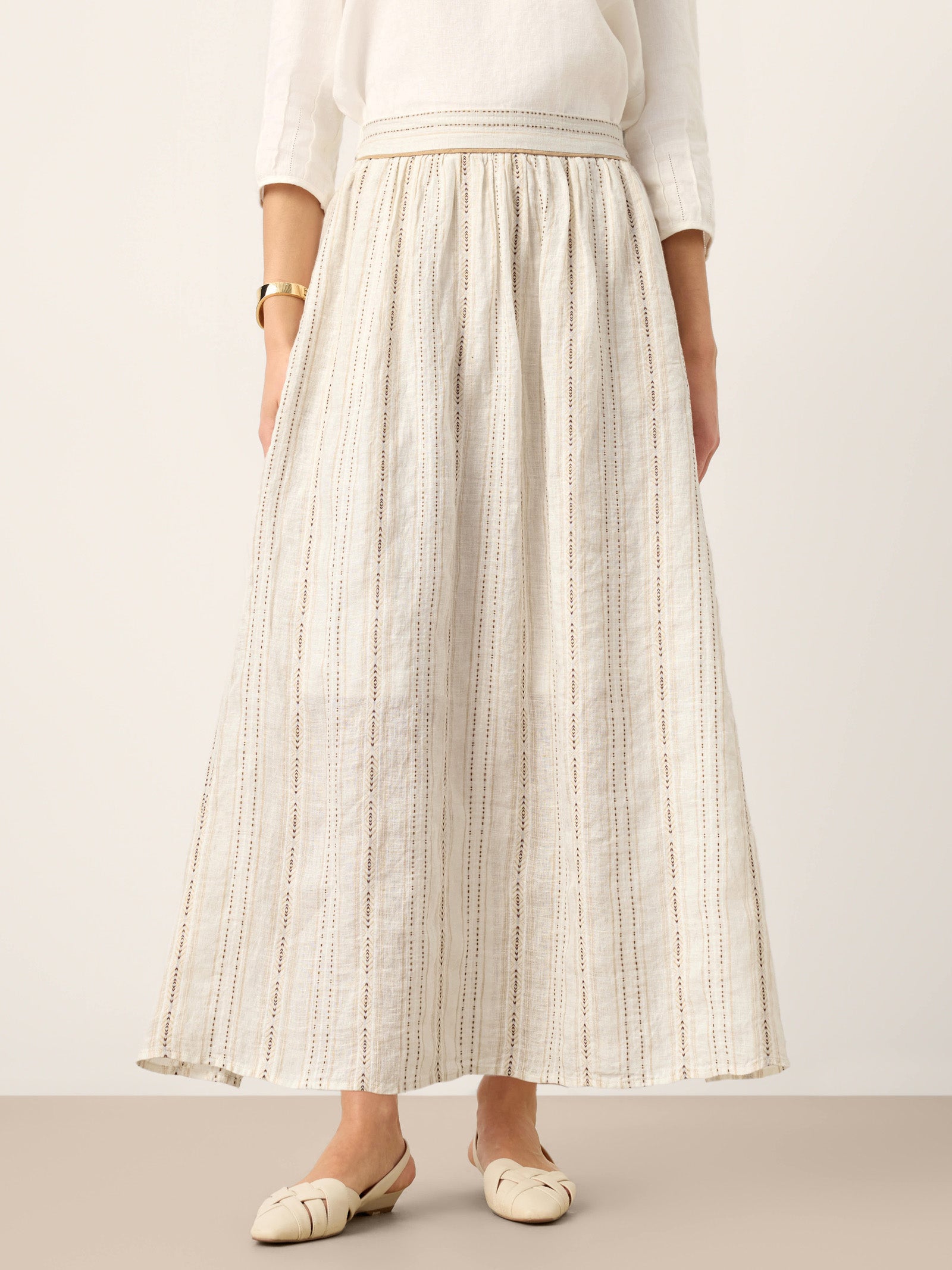 Fashionista Heaven Linen Striped A-Line Skirt — Leonie