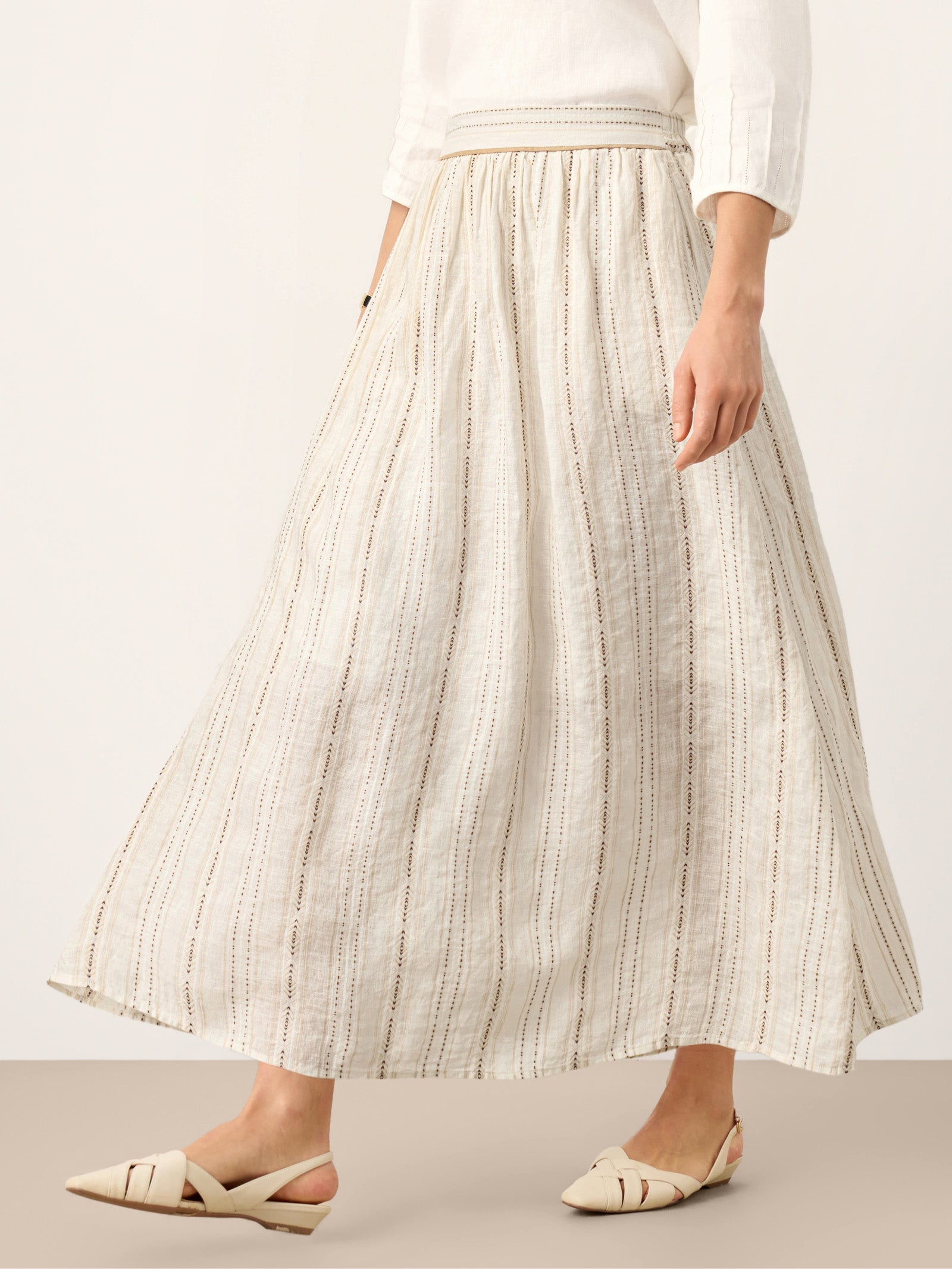 Fashionista Heaven Linen Striped A-Line Skirt — Leonie