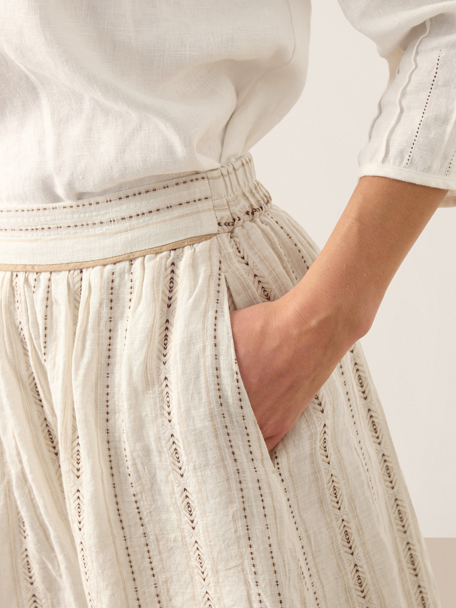Fashionista Heaven Linen Striped A-Line Skirt — Leonie