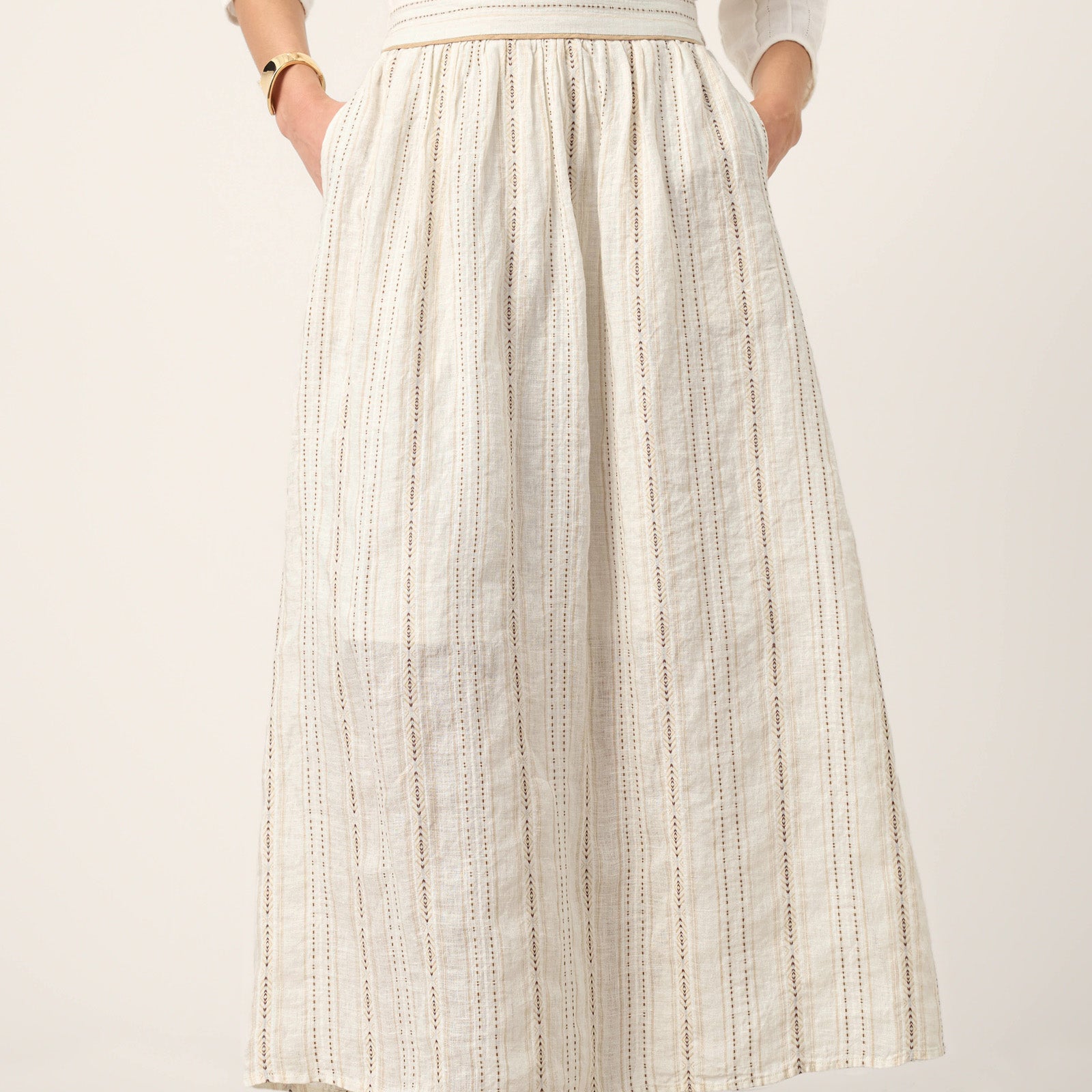Fashionista Heaven Linen Striped A-Line Skirt — Leonie