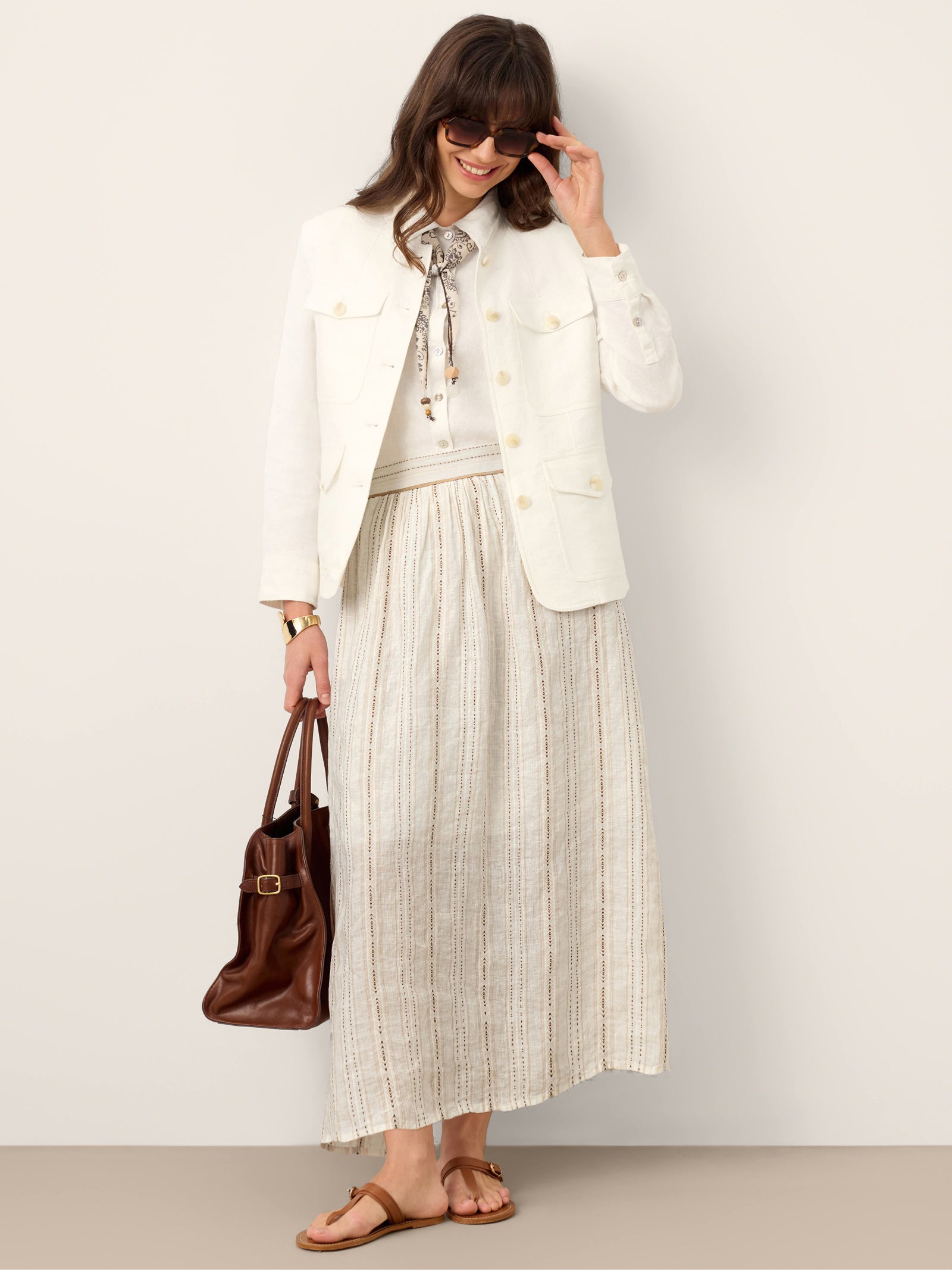 Fashionista Heaven Linen Striped A-Line Skirt — Leonie