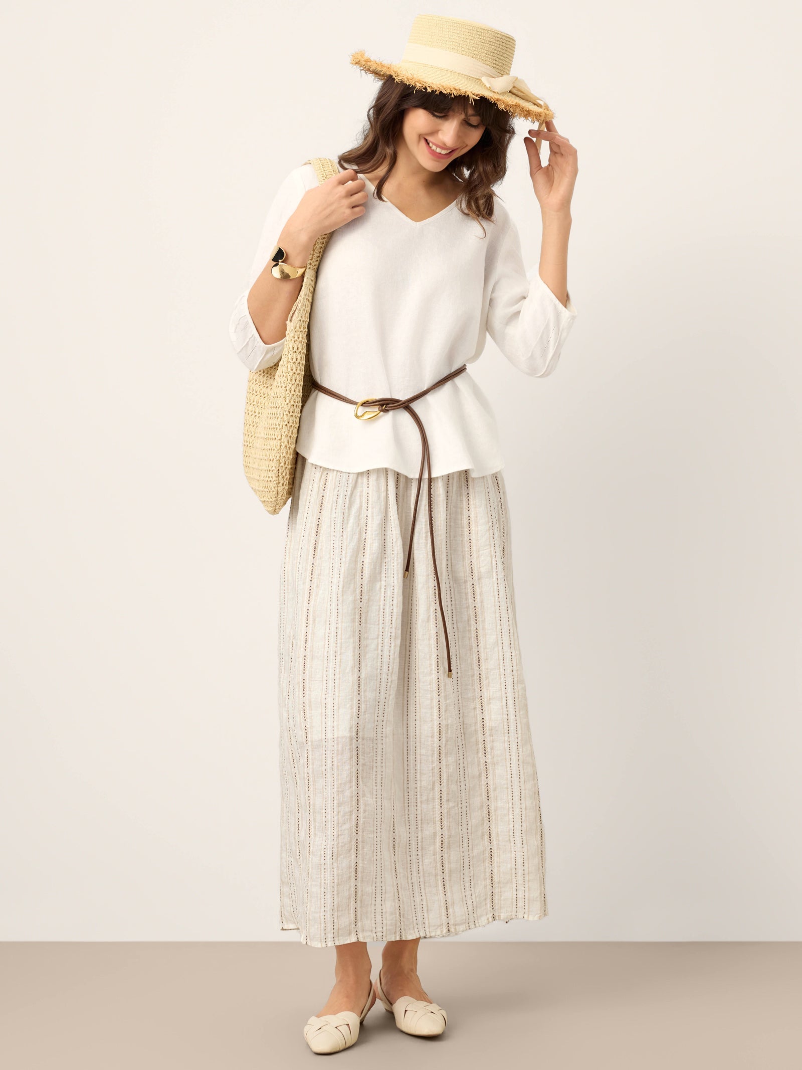 Fashionista Heaven Linen Striped A-Line Skirt — Leonie