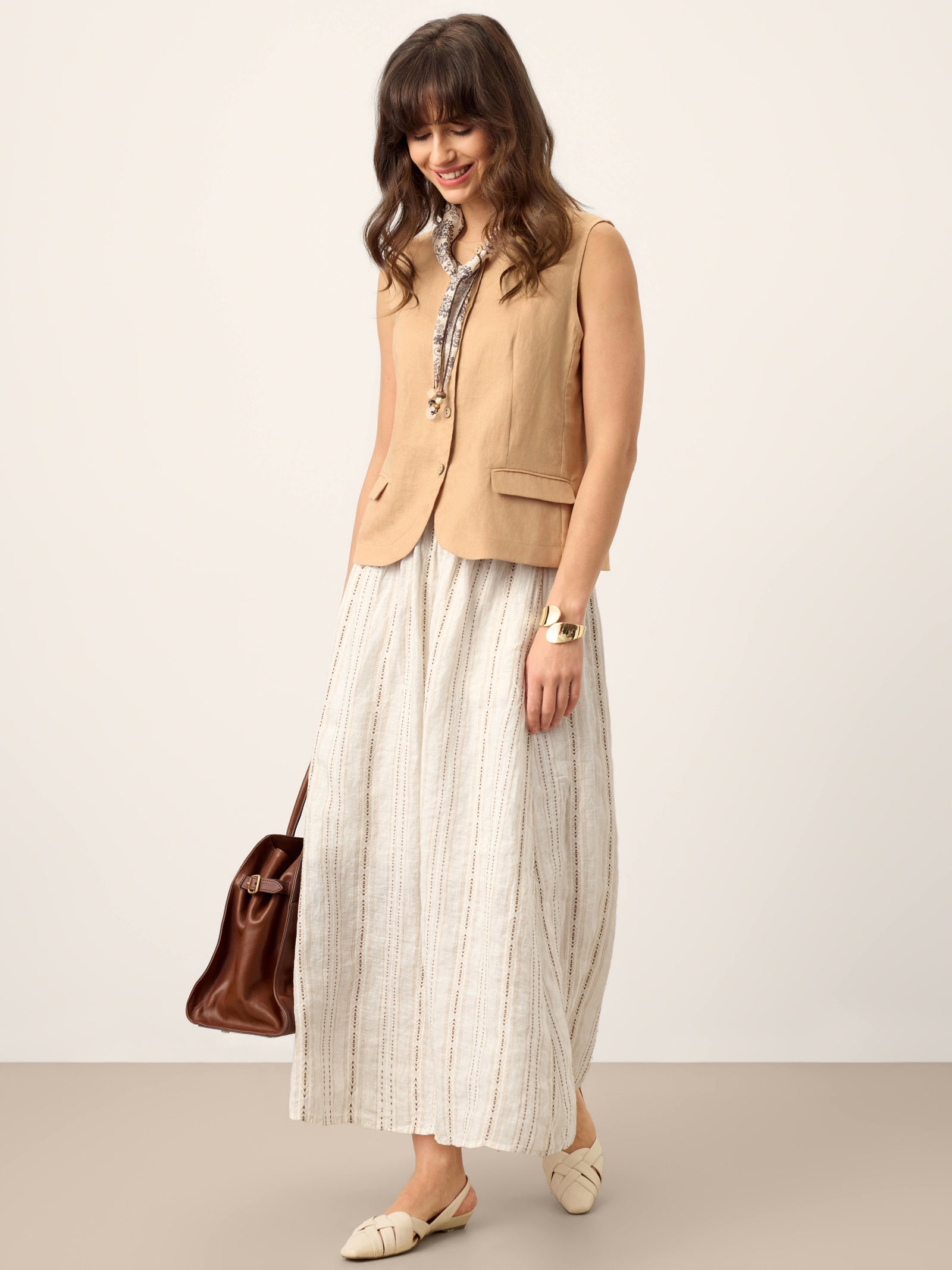 Fashionista Heaven Linen Striped A-Line Skirt — Leonie