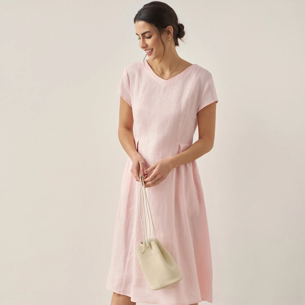 Linen V-Neck Dress — Alexa