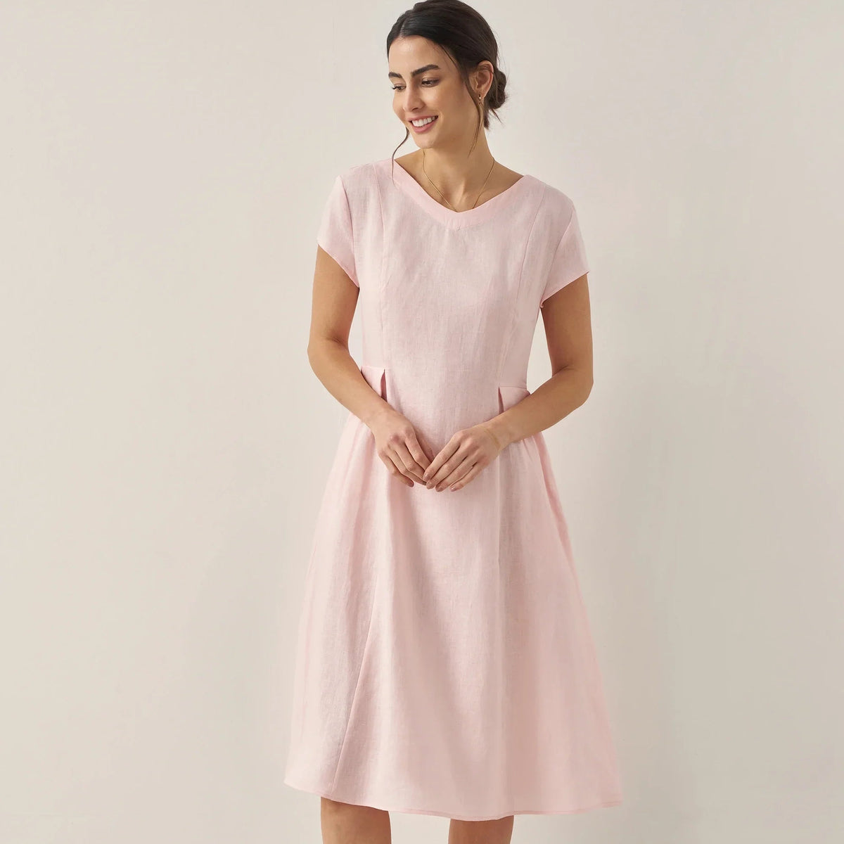 Linen V-Neck Dress — Alexa
