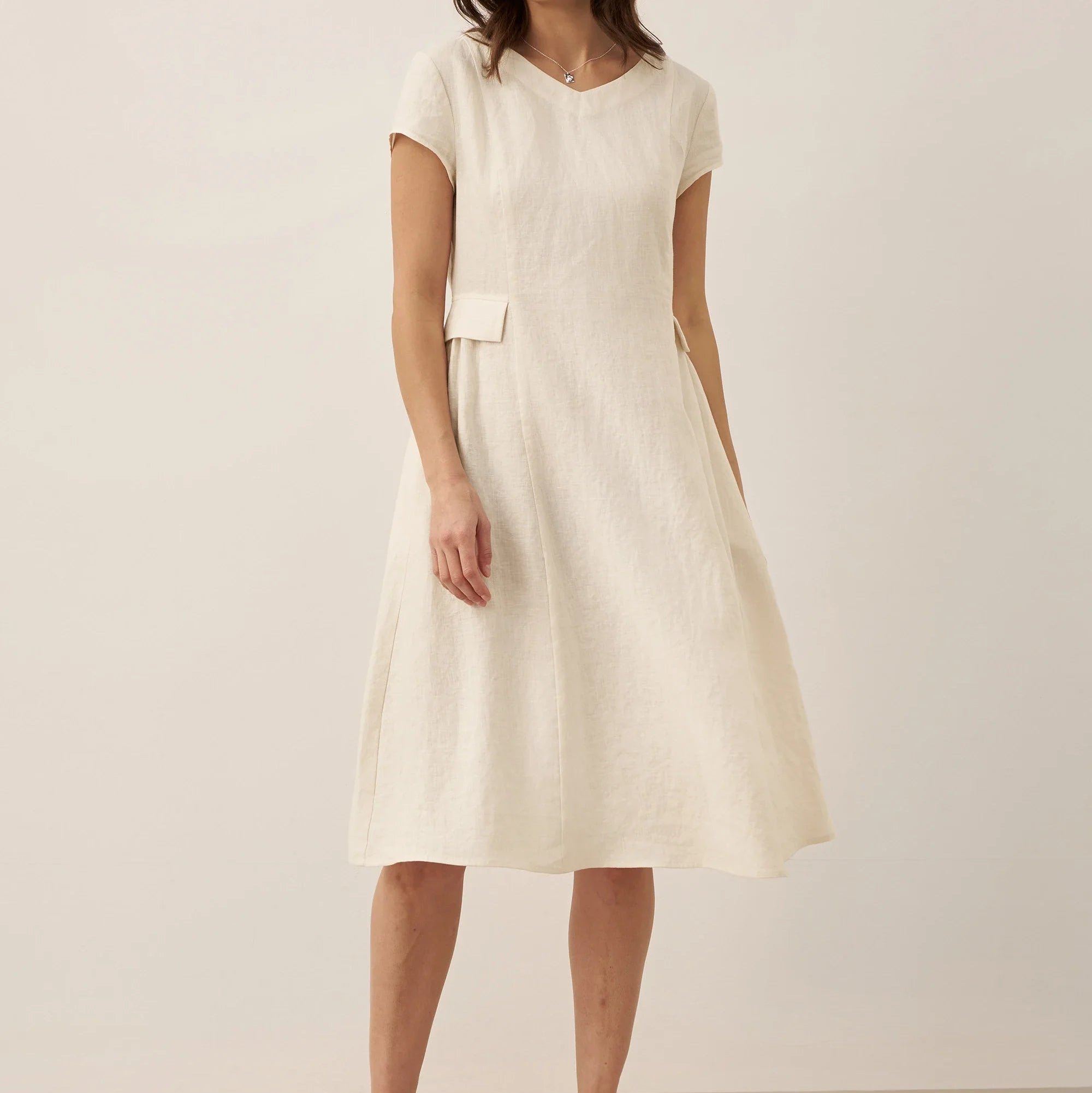 Linen V-Neck Dress — Alexa