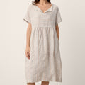 Linen Split Neck Mini Dress — Sydney