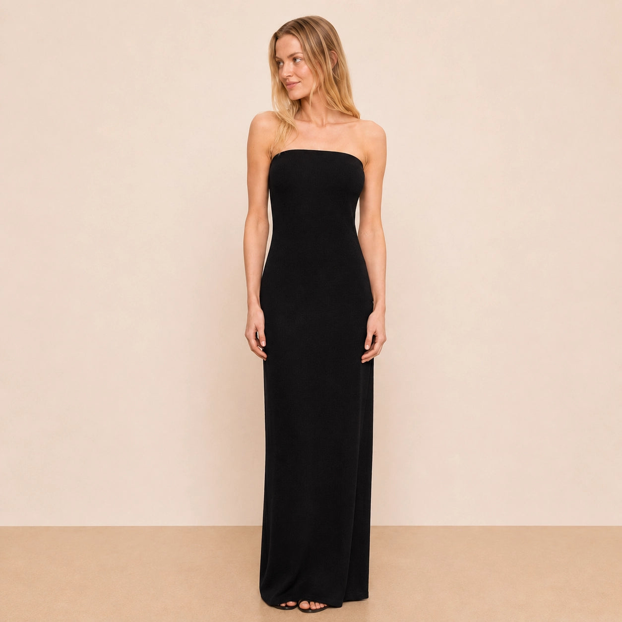 Silk Rib Strapless Fluid Dress — Maria