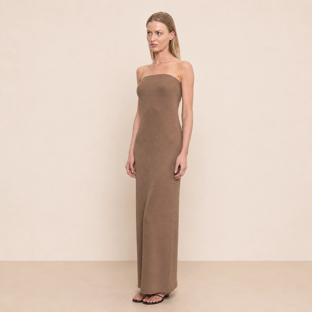 Silk Rib Strapless Fluid Dress — Maria