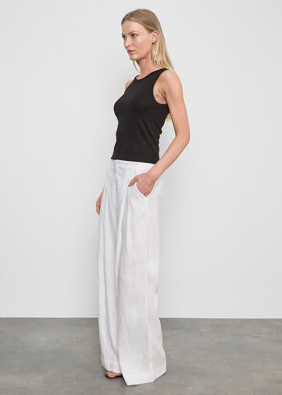 Linen Easy Trouser — Celeste