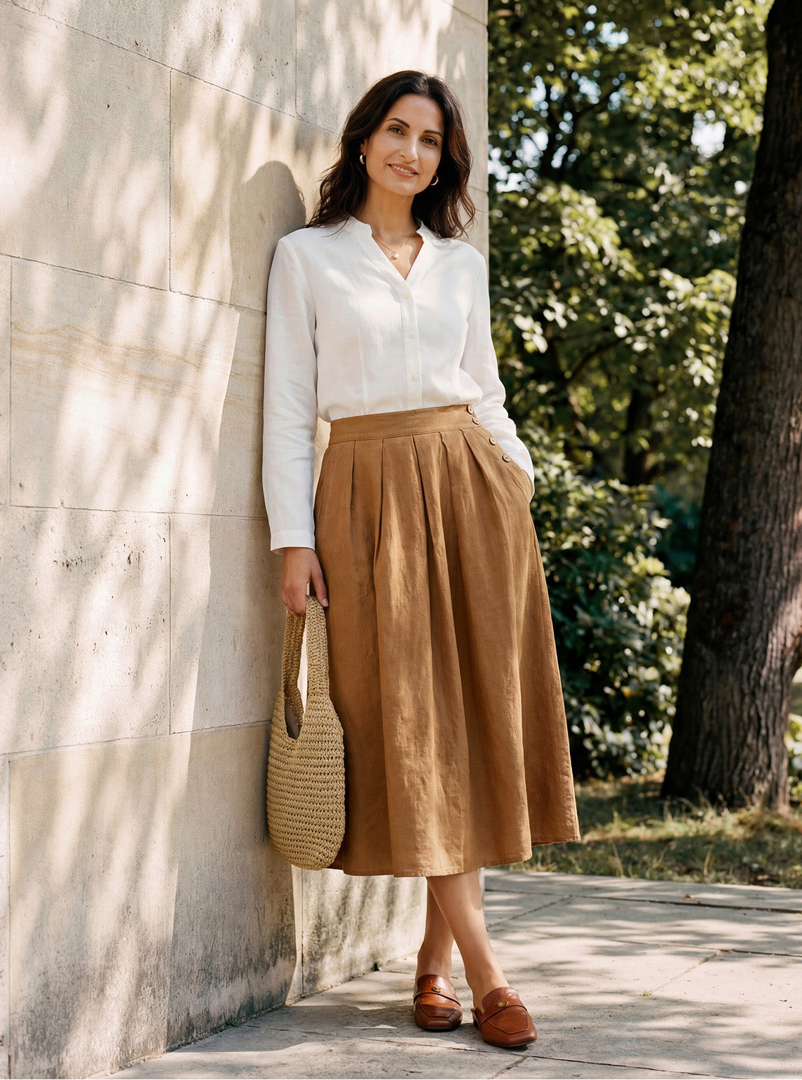 Linen Pleated Skirt — Priya