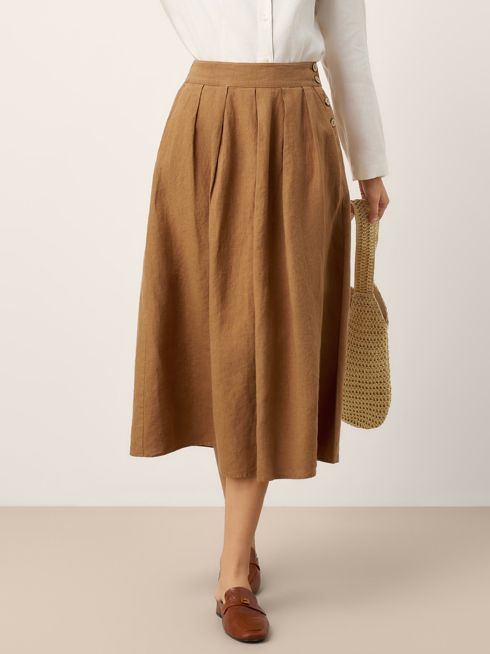Linen Pleated Skirt — Priya