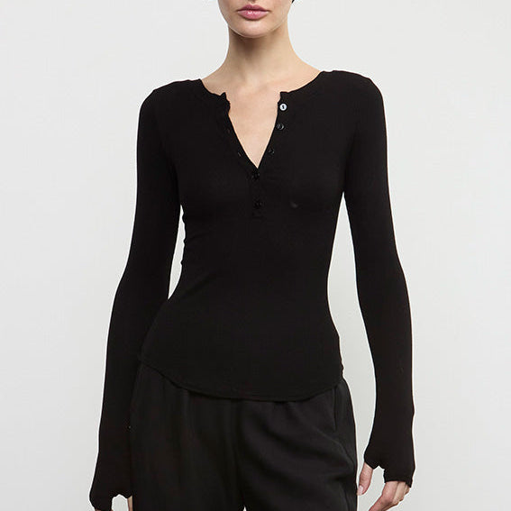 Fashionista Heaven Silk Henley Top — Bente