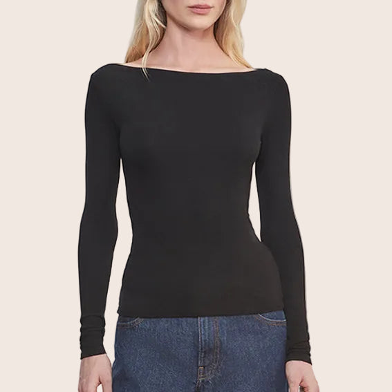 Fashionista Heaven Silk Boatneck Top — Lana