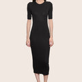 Silk Rib Half Sleeve Midi Dress — Georgina