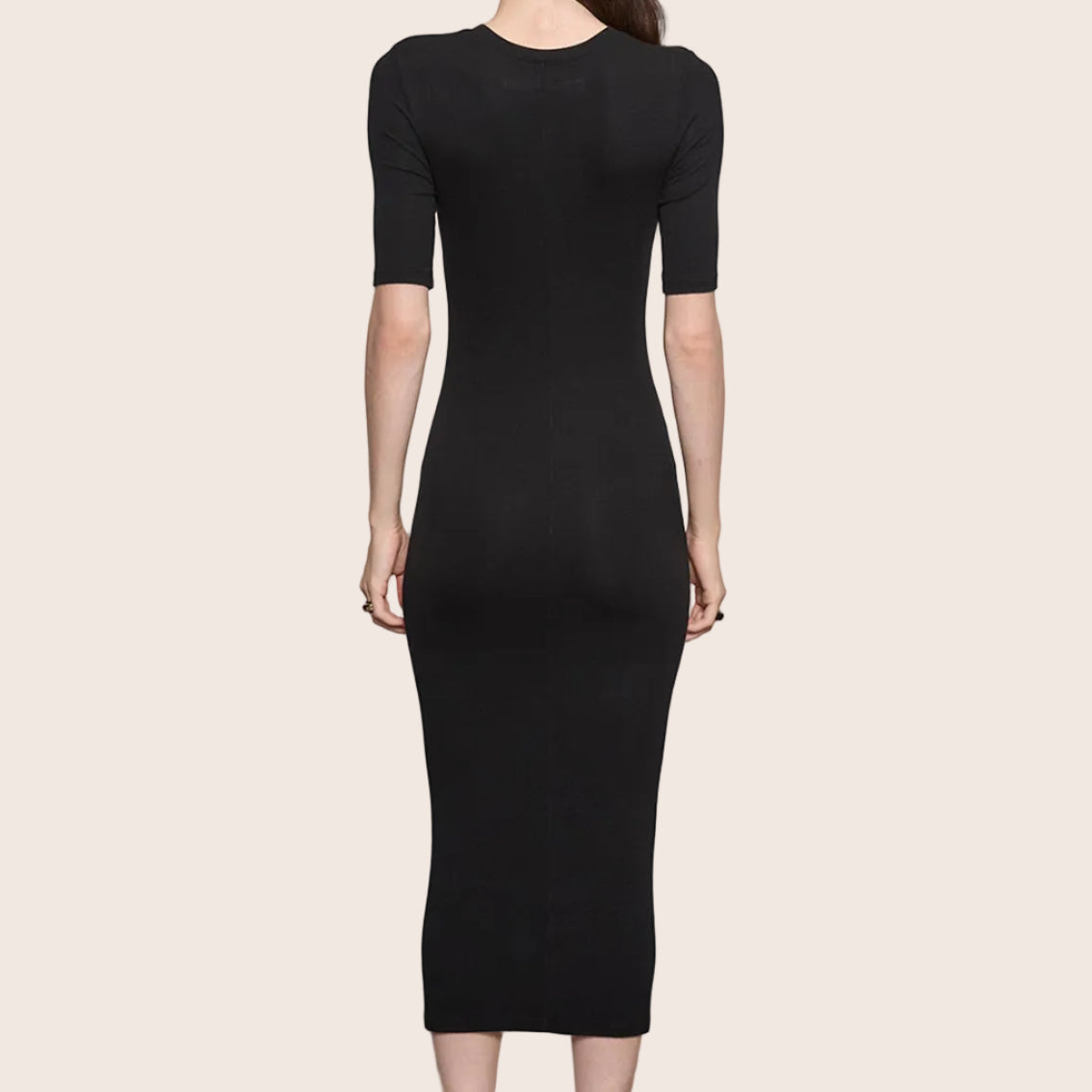 Silk Rib Half Sleeve Midi Dress — Georgina