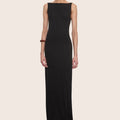 Silk Rib Sleeveless Boatneck Fluid Maxi Dress — Venus