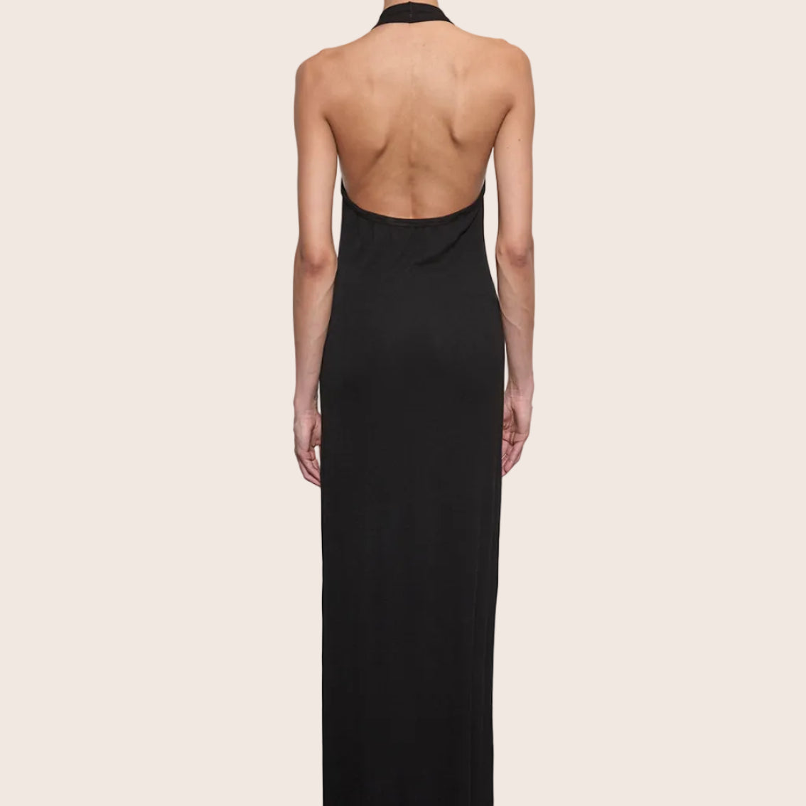 Silk Rib U Halter Fluid Maxi Dress — Eva