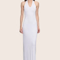 Silk Rib U Halter Fluid Maxi Dress — Eva