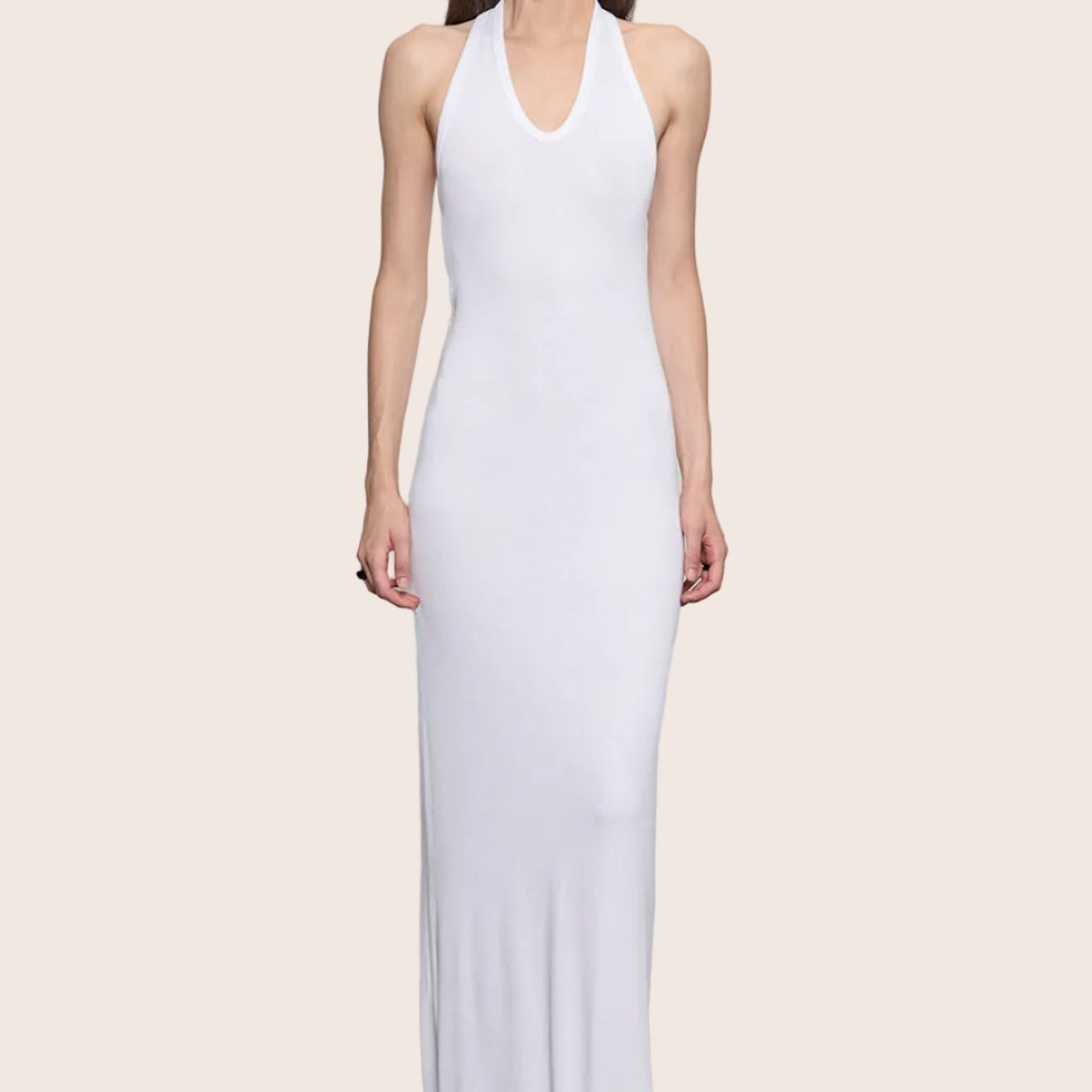 Silk Rib U Halter Fluid Maxi Dress — Eva