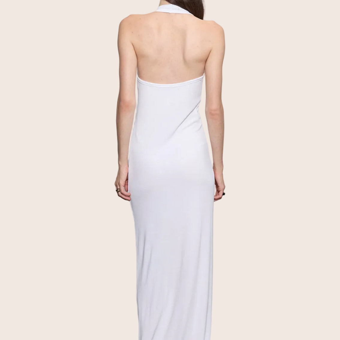 Silk Rib U Halter Fluid Maxi Dress — Eva