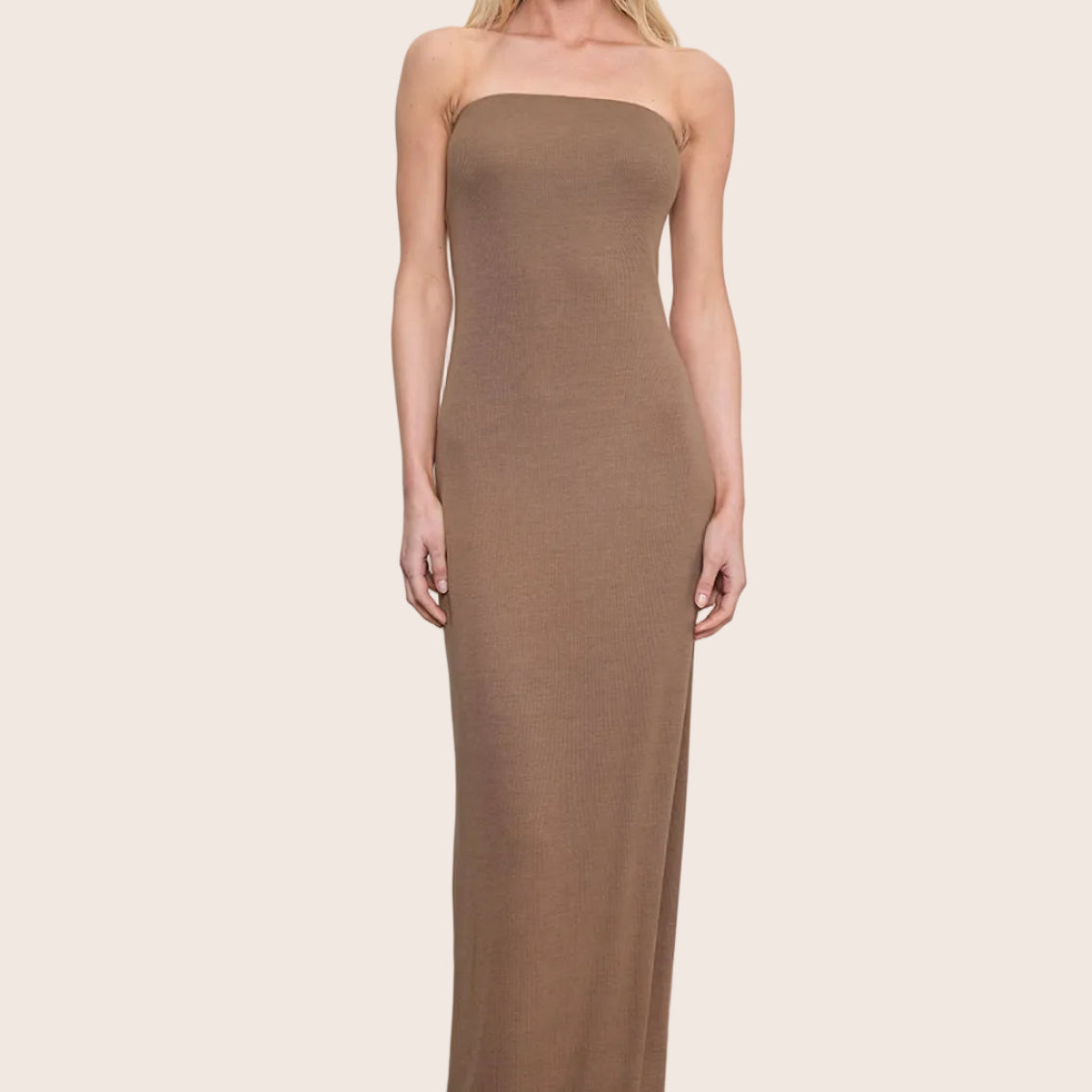 Silk Rib Strapless Fluid Dress — Maria