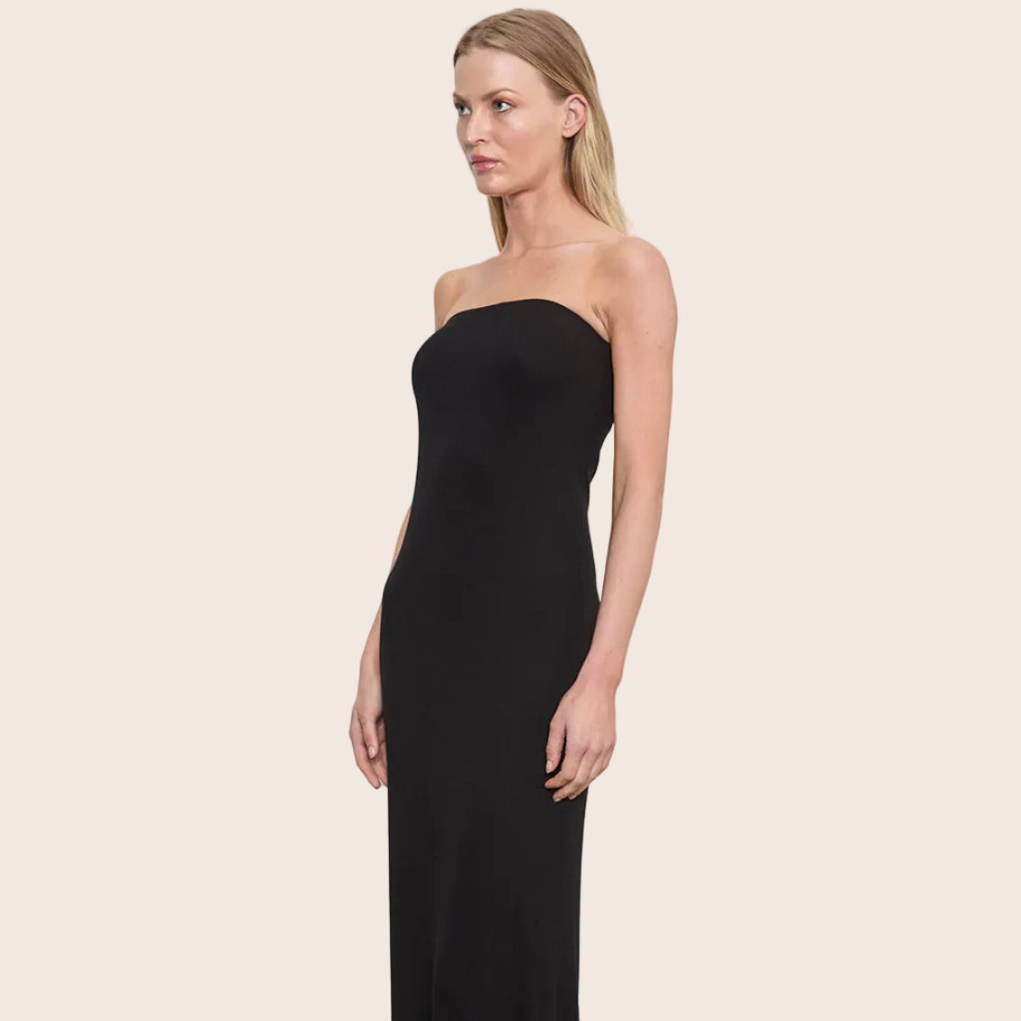 Silk Rib Strapless Fluid Dress — Maria