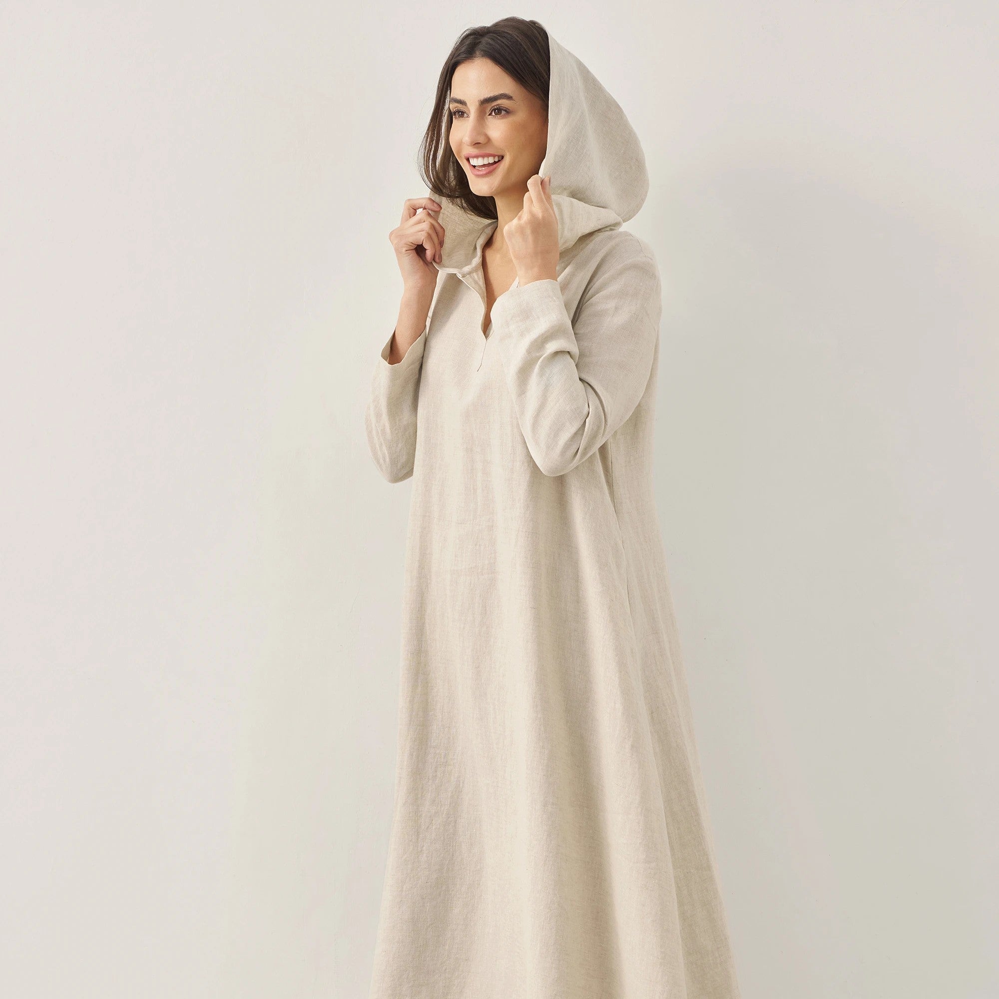 Linen Hooded Dress — Rebecca
