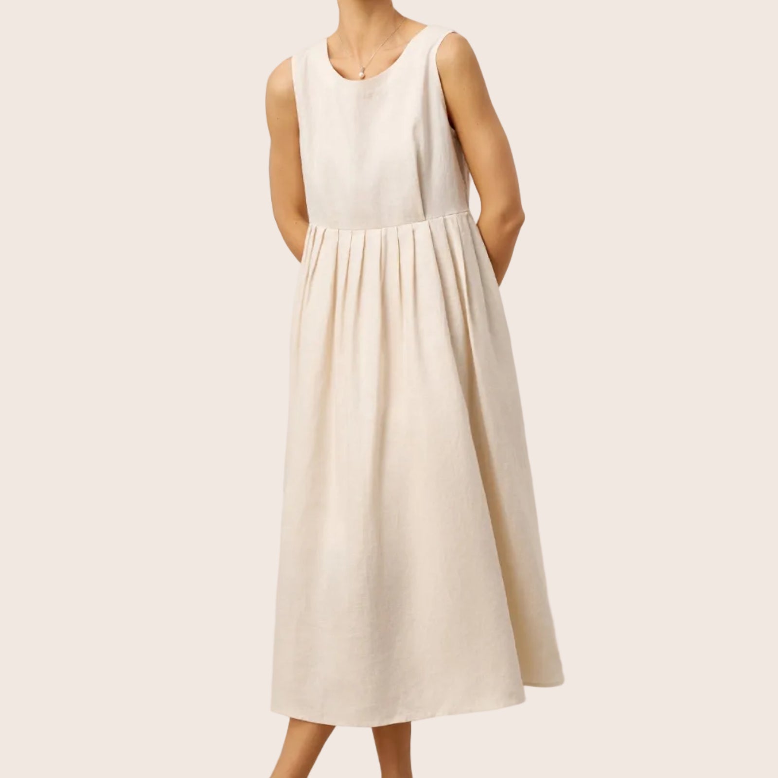 Linen Crew Neck Dress — Selene