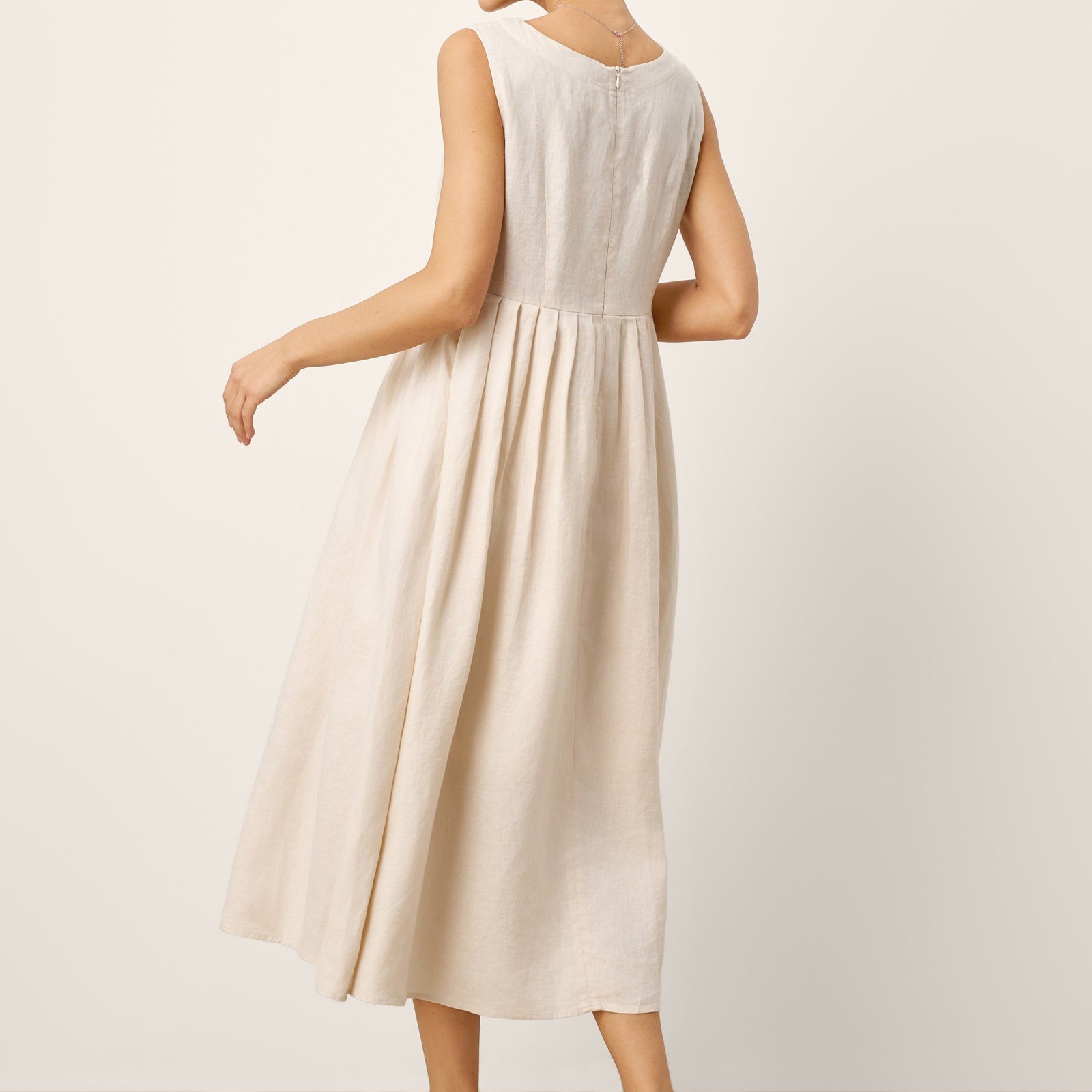 Linen Crew Neck Dress — Selene