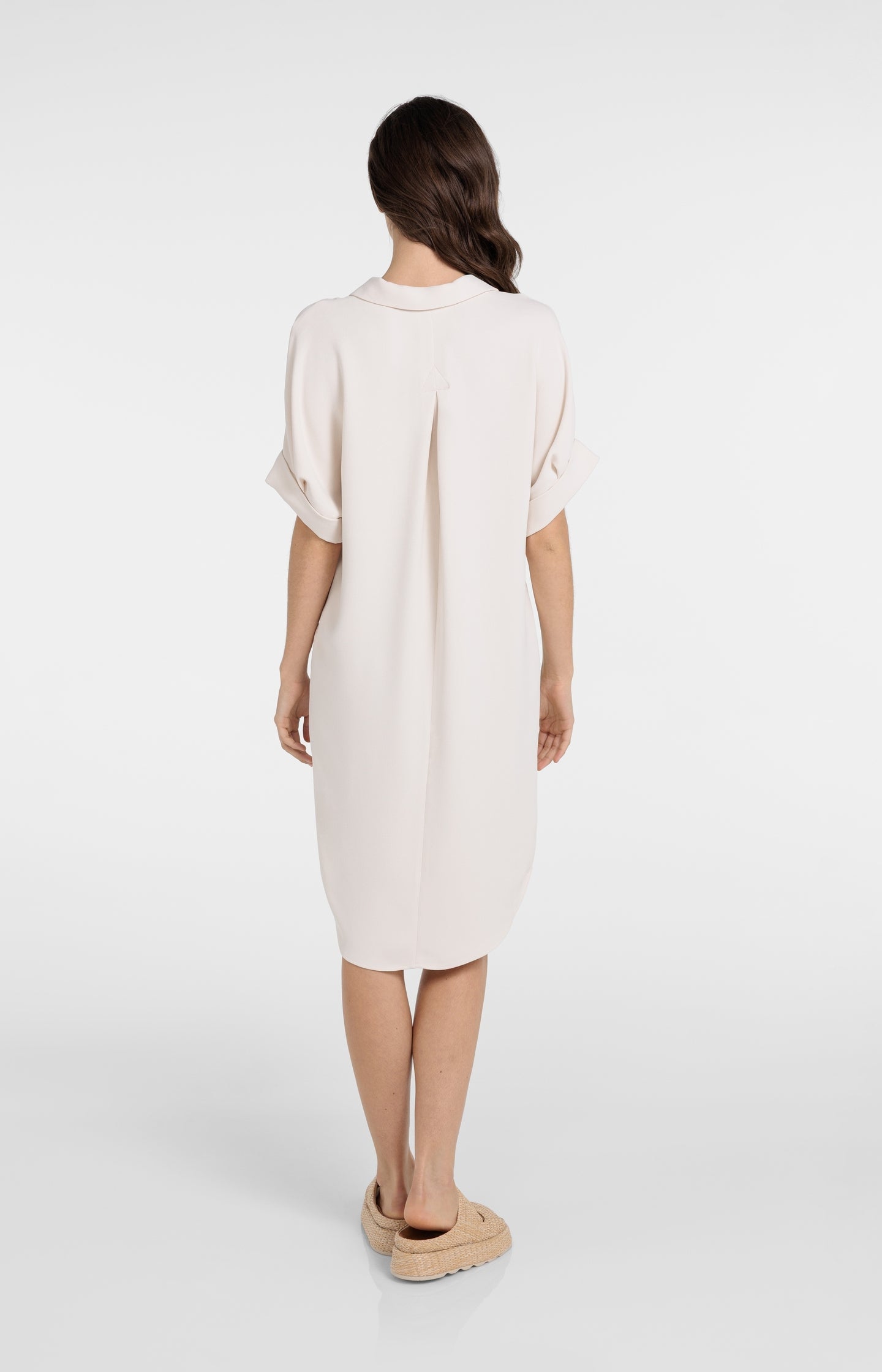 Polyester Shirt V-Neck Dress — Lena