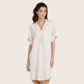 Polyester Shirt V-Neck Dress — Lena